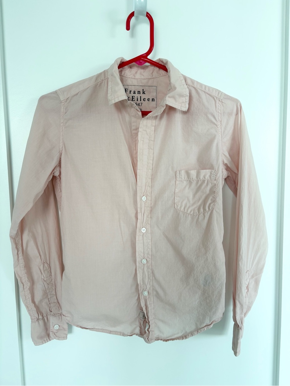Frank & Eileen Barry Blush Pink Cotton Button Down Shirt XXS